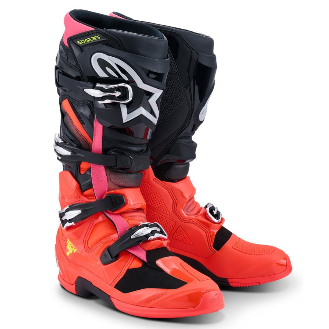 Alpinestars Tech 7 Motocross Boots Black/Red Fluo/Pink Fluo