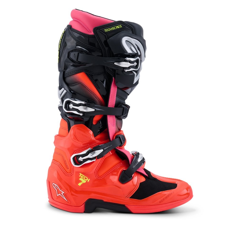 Alpinestars Tech 7 Motocross Boots Black/Red Fluo/Pink Fluo