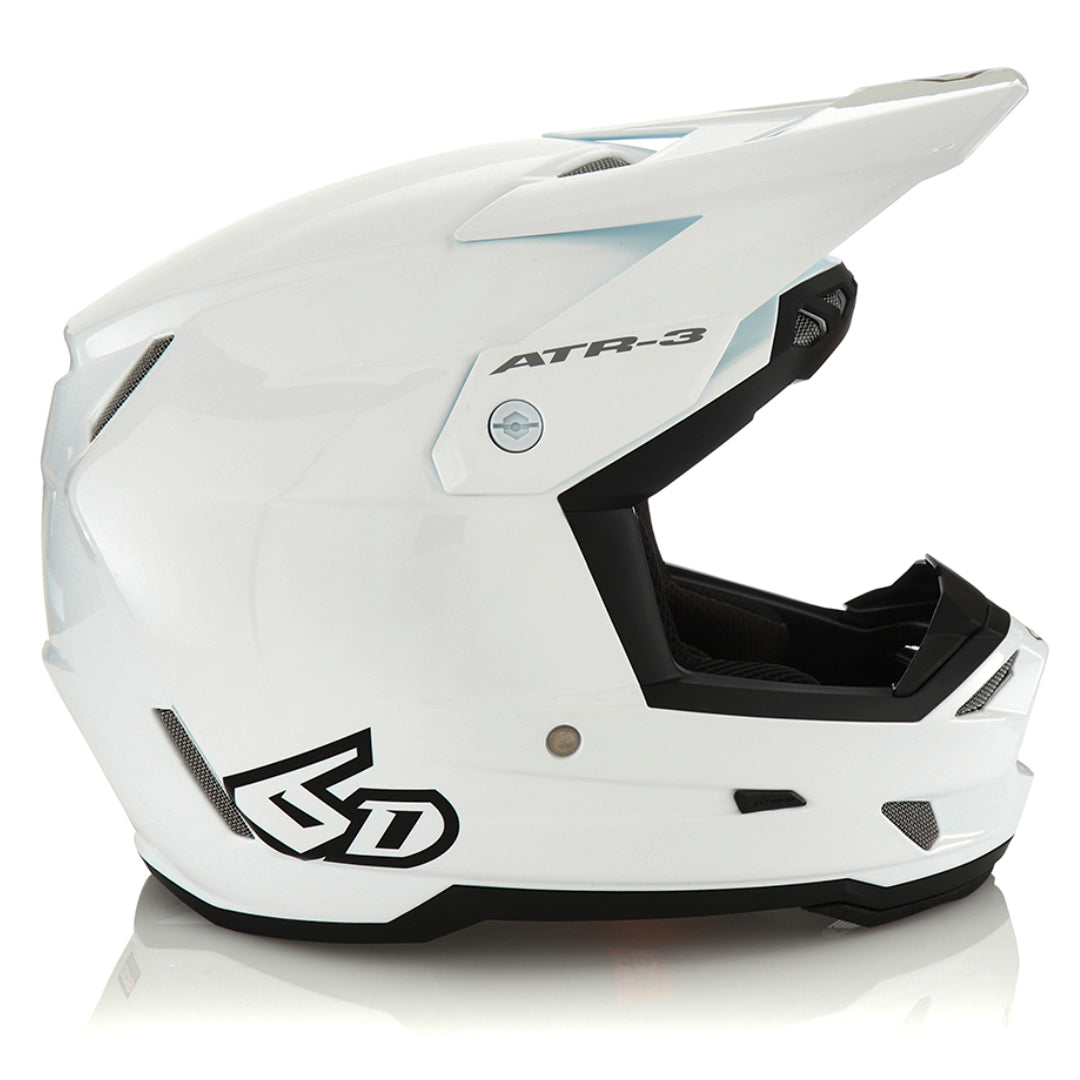6D ATR-3Y Youth MX Helmet Solid Gloss White