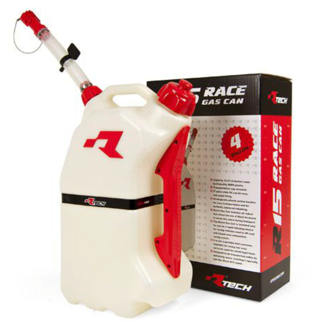 Rtech R15 Fuel Can 15 Litre With Flexible Hose Spout Clear/Red