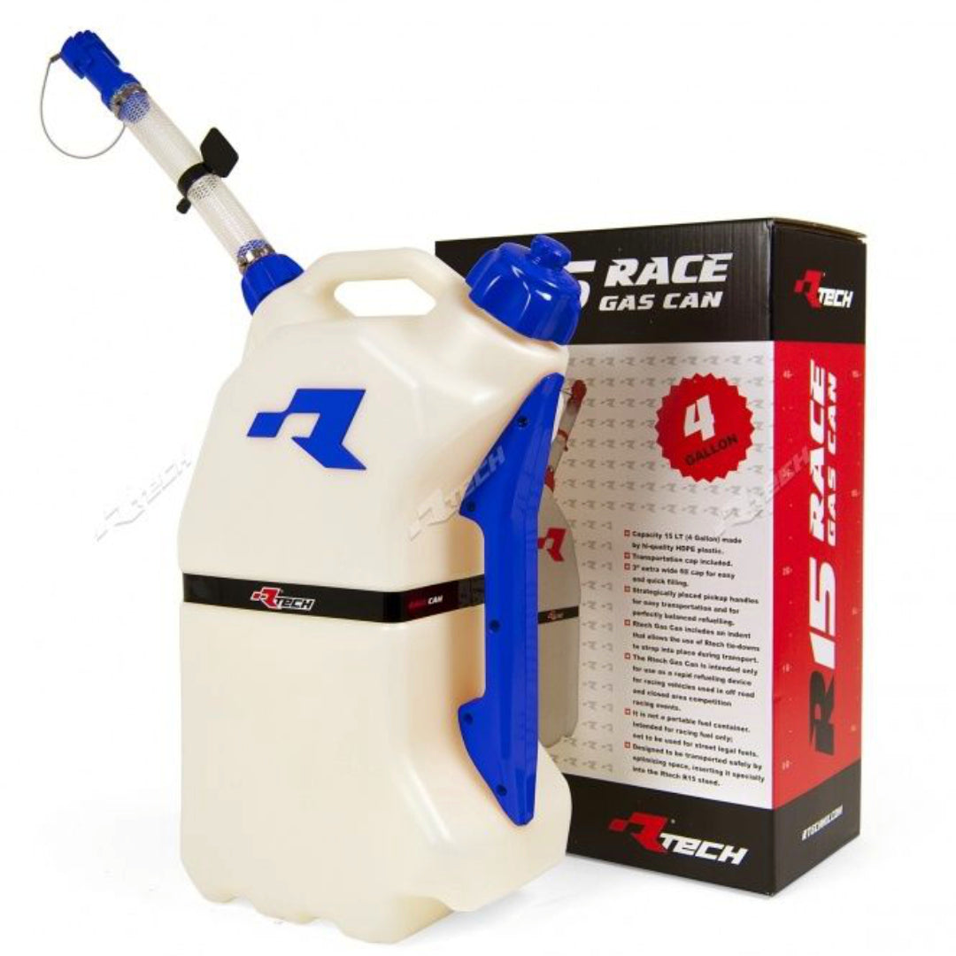 Rtech R15 Fuel Can 15 Litre With Flexible Hose Spout Clear/Blue