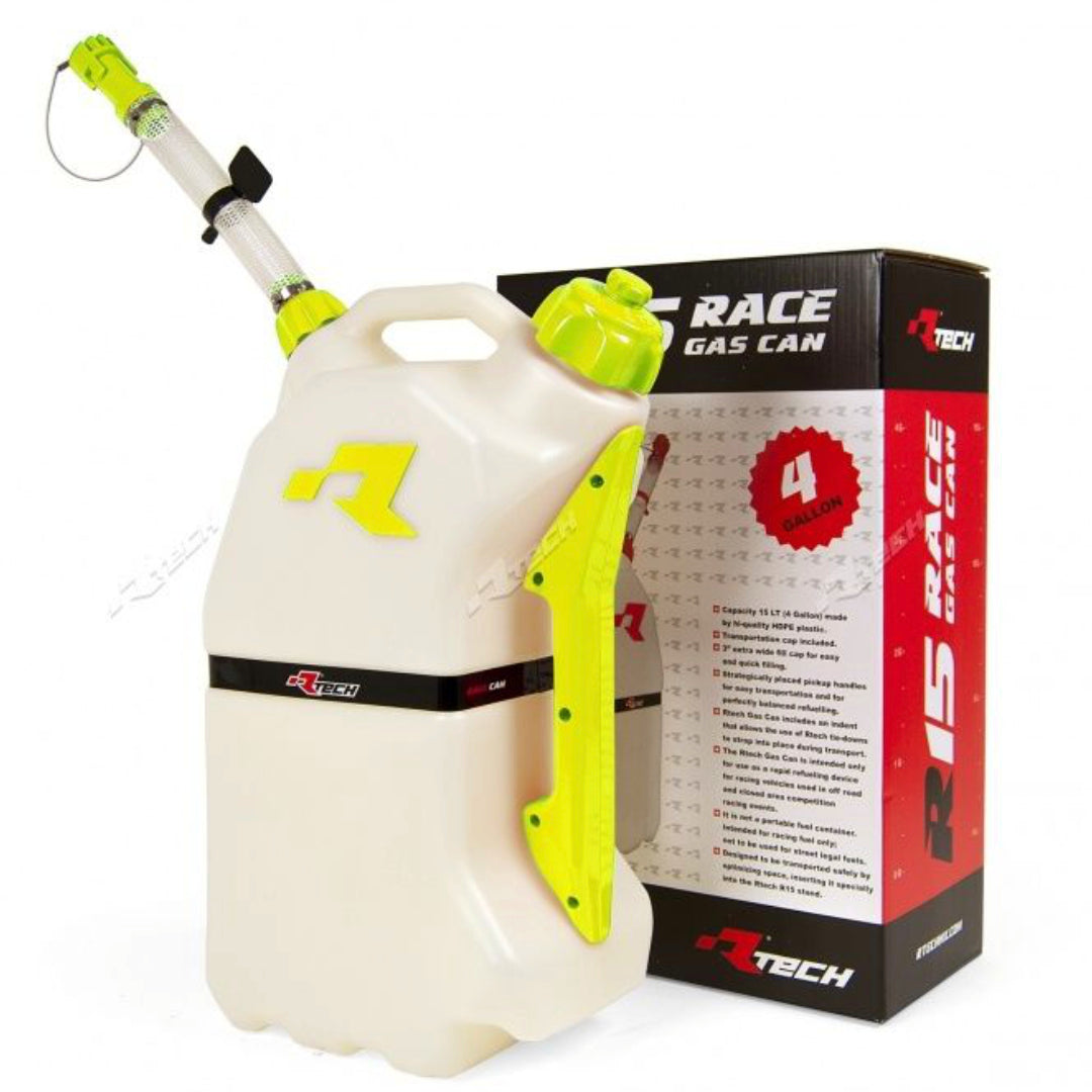 Rtech R15 Fuel Can 15 Litre With Flexible Hose Spout Clear/Yellow