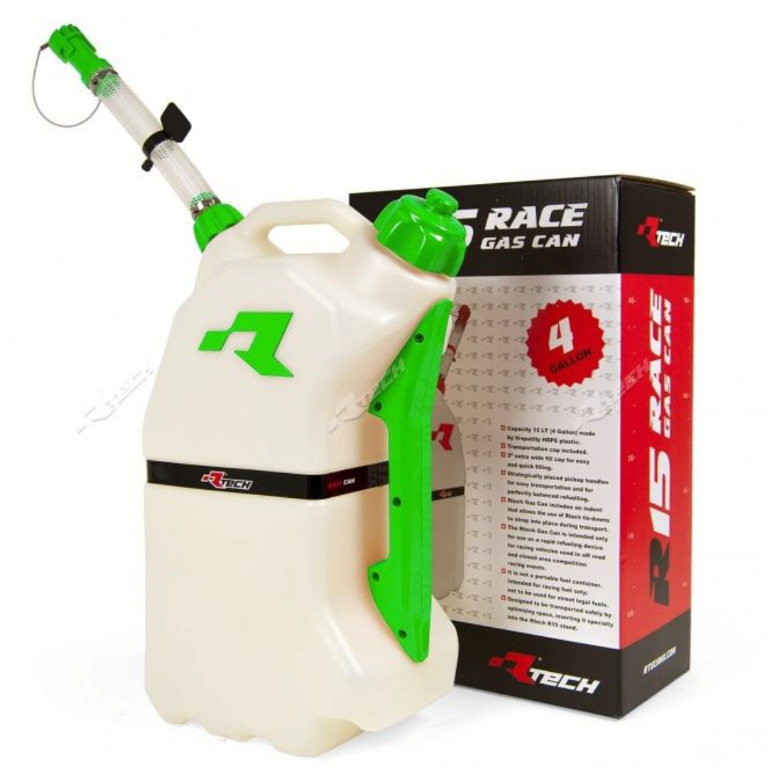 Rtech R15 Fuel Can 15 Litre With Flexible Hose Spout Clear/Green