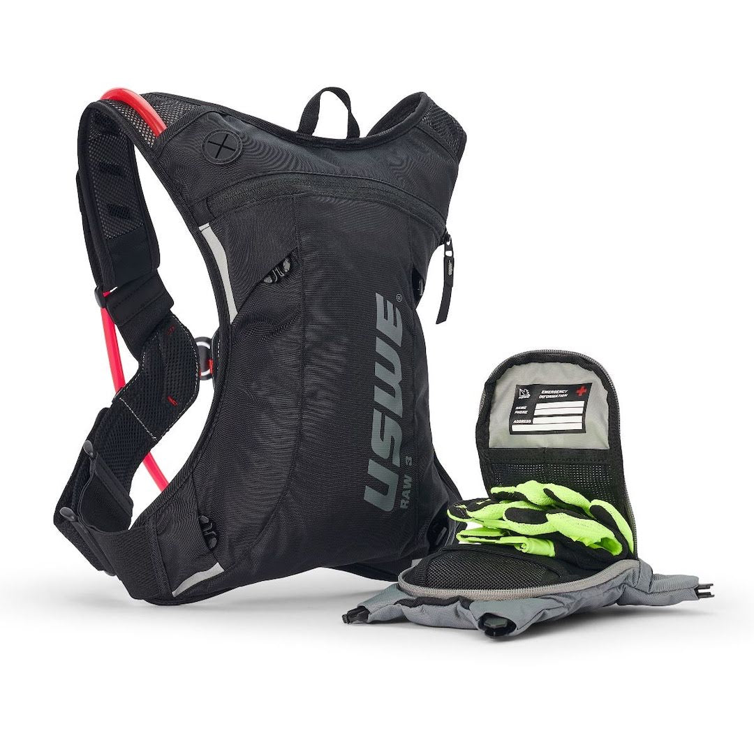 USWE RAW 3 Hydration Backpack Carbon Black – With 2 Litre Bladder