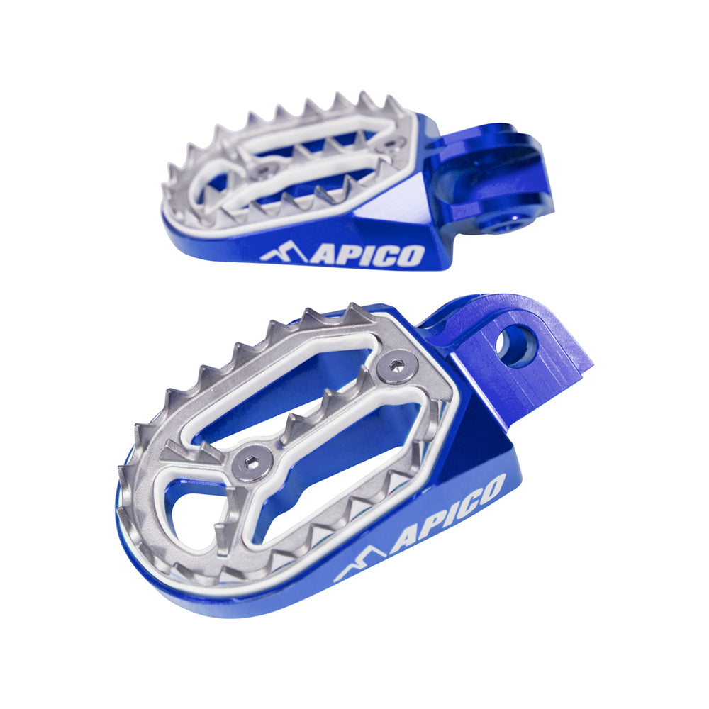 Apico Pro-Bite Foot Pegs YAM YZ65-250 98-23, YZ/WR250F/FX 01-23, YZ450F 01-22, YZ/WR450F/FX 01-23, GAS >17 Blue