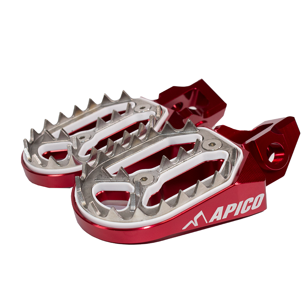 Apico Pro-Bite Foot Pegs KTM/HUSKY/GAS SX85 18-23, SX/SX-F/TC/FC 16-22, EXC/EXC-F/FE 17-23, MC/EC 21-23 Red