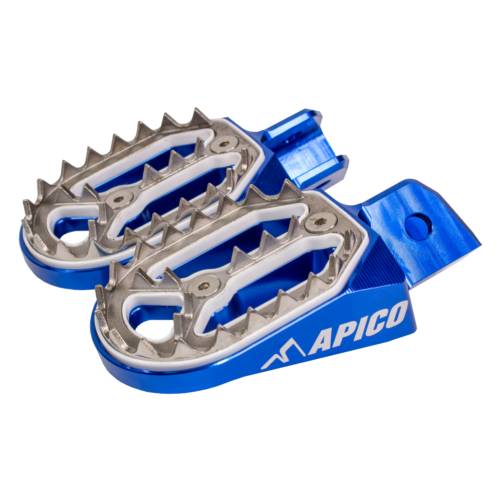 Apico Pro-Bite Foot Pegs YAMAHA PW50 81-22, PW80 83-06, DT100-175 73-75 Blue
