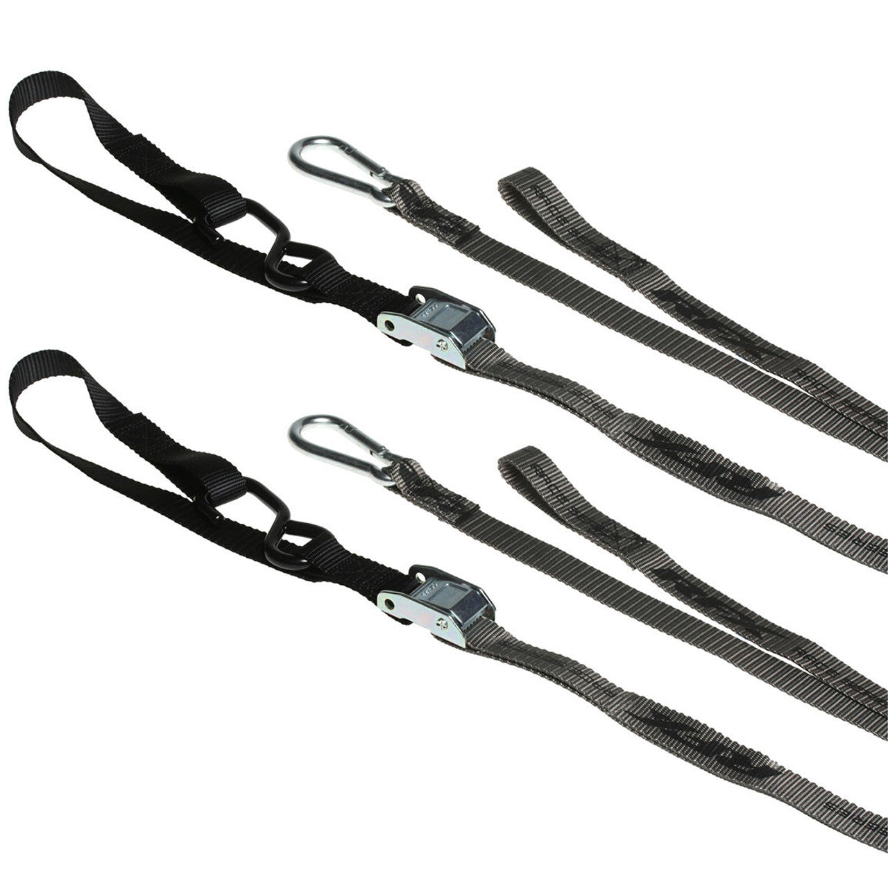 RFX Tie Downs Grey/Black with extra loop and carabiner clip