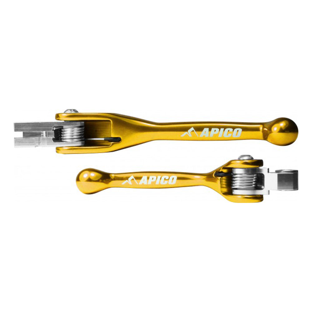 Apico Flexi Levers KAW/SUZ KX65/85/100 02-23, KX125-250 00-08, RM-Z250 07-23, RM-Z450 05-23 Yellow