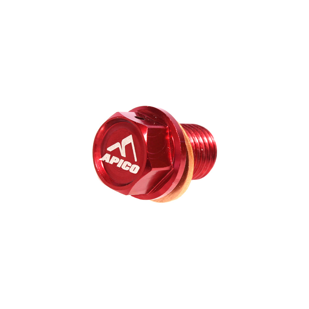 Apico Magnetic Sump Bolt HONDA/YAM CR60-85 83-07, CR125-500 83-07, YZ250 97-23 Red
