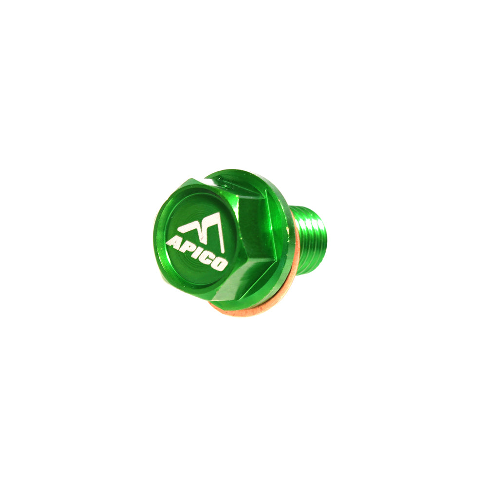 Apico Magnetic Sump Bolt KAWASAKI KX250F 21-25, KX450F 19-25, KX250XC/450XC 21-25 Green