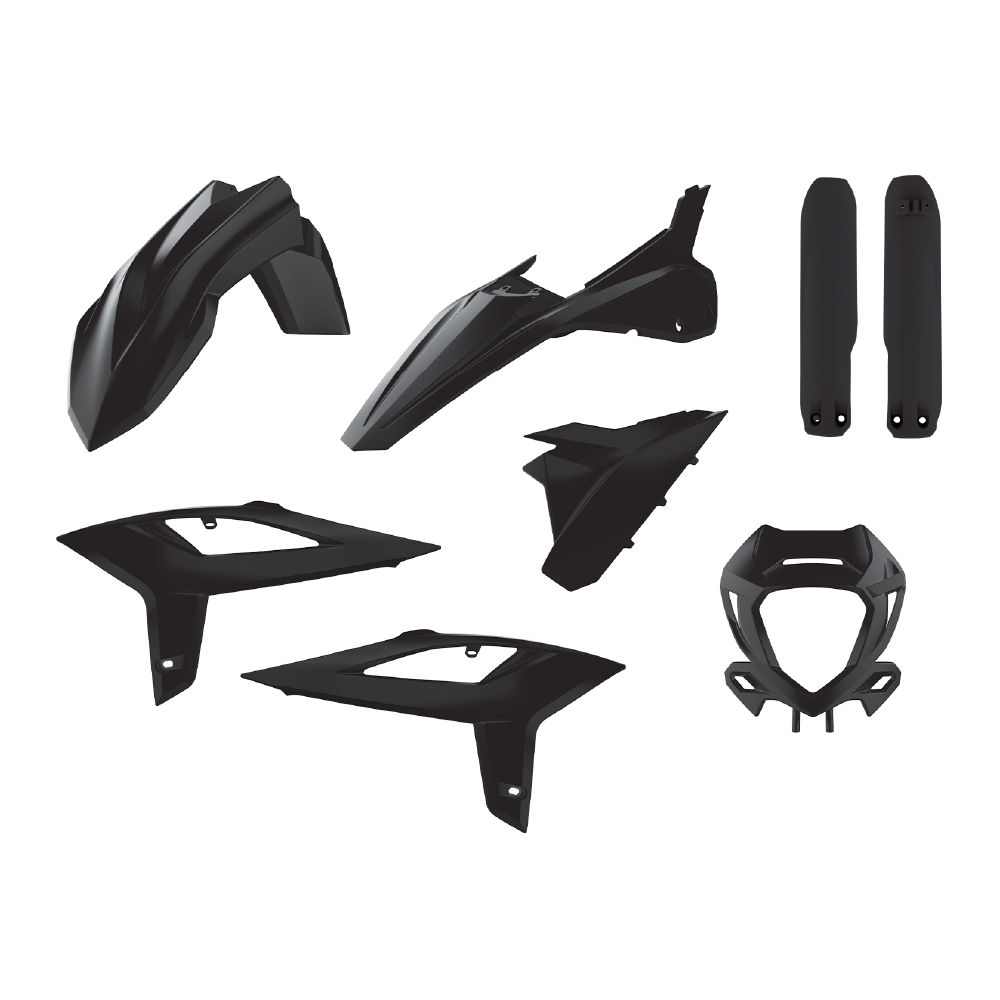 Polisport Plastic Kit BETA 125-480RR 2T+4T 20-22 Full Enduro Inc Fork Guards Black