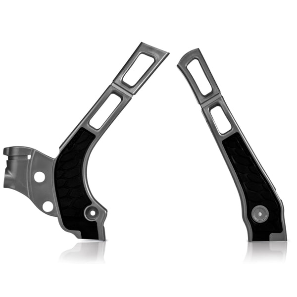 Acerbis X-Grip Frame Guards YAMAHA YZ125/250 2006-2024, FANTIC XX 125/250 21-23 Silver/Black