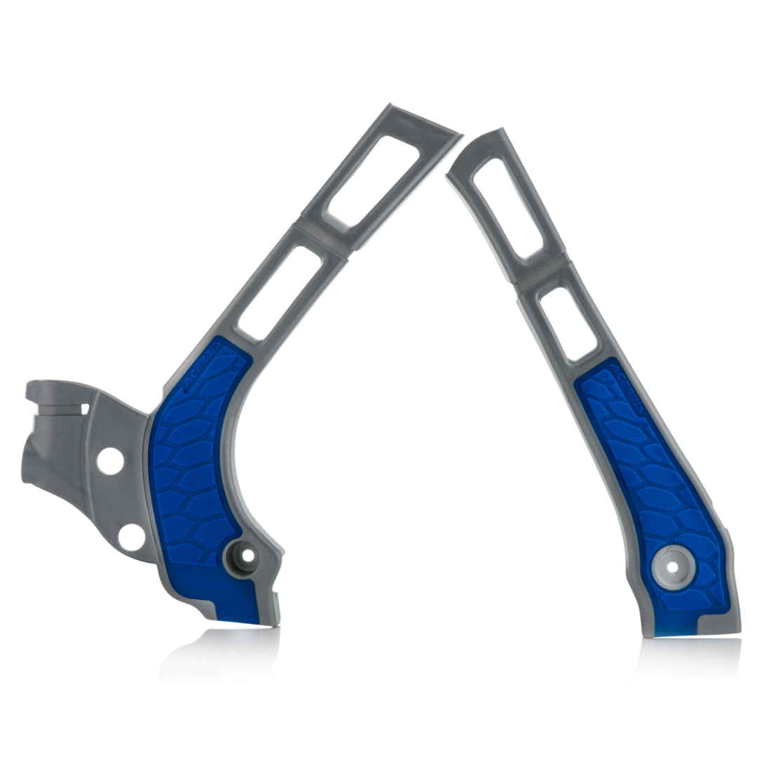 Acerbis X-Grip Frame Guards YAMAHA YZ125/250 2006-2024, FANTIC XX 125/250 21-23 Silver/Blue