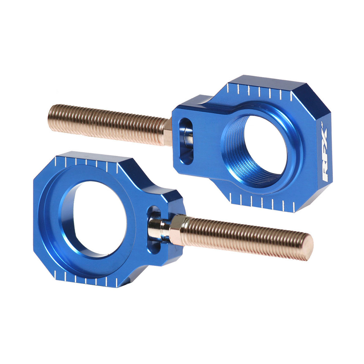 RFX Pro 2 Rear Axle Adjuster Blocks Husqvarna TE/FE125-501 14-23 KTM EXC/EXCF 05-23 Blue