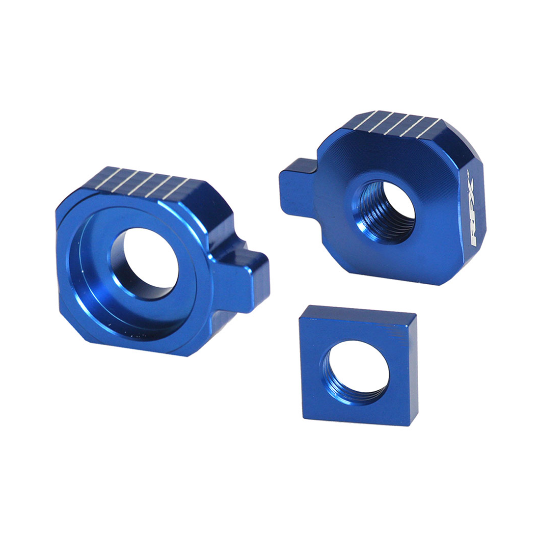 RFX Pro Rear Axle Adjuster Blocks Husqvarna TC65 17-24 Blue