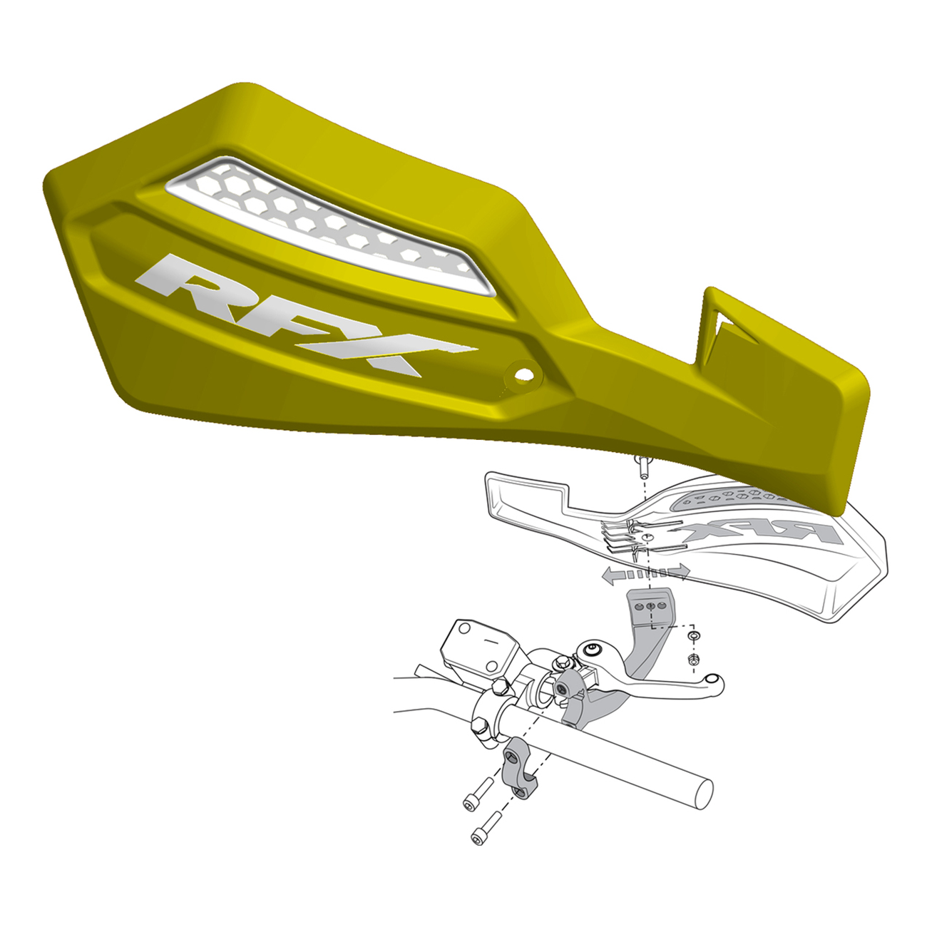 RFX 1 Series Handguard Inc Fitting Kit Yellow/white
