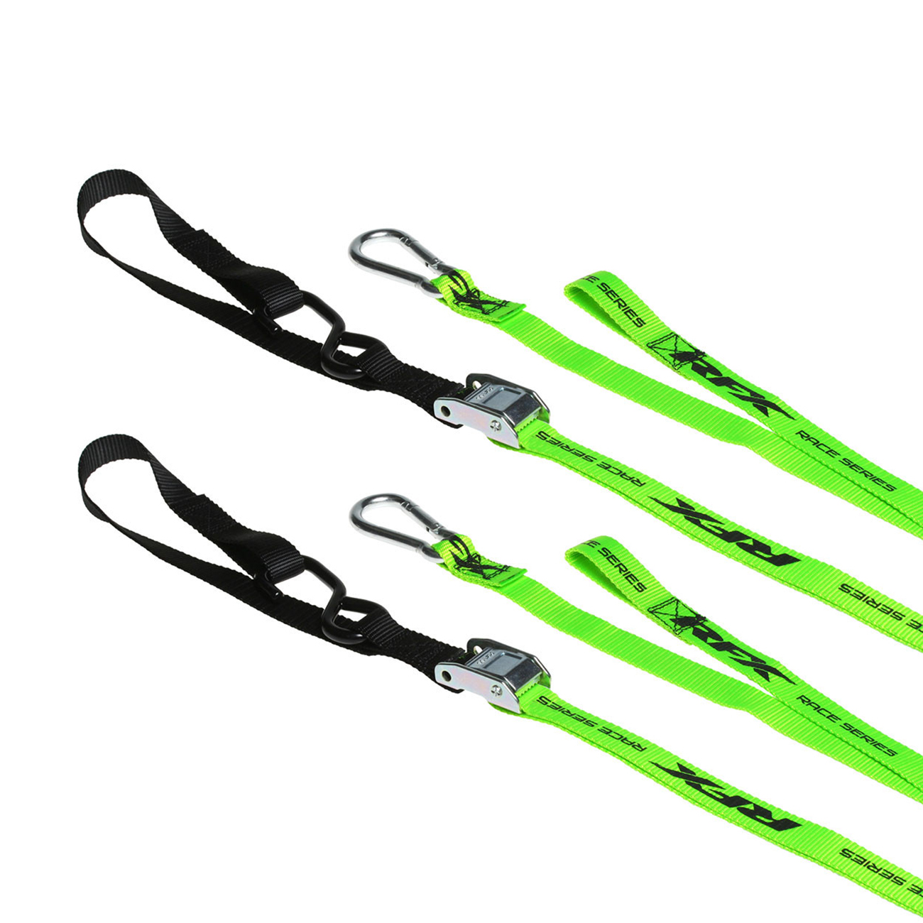 RFX Race Series 1.0 Tie Downs with extra loop and carabiner clip Hi-viz/Black