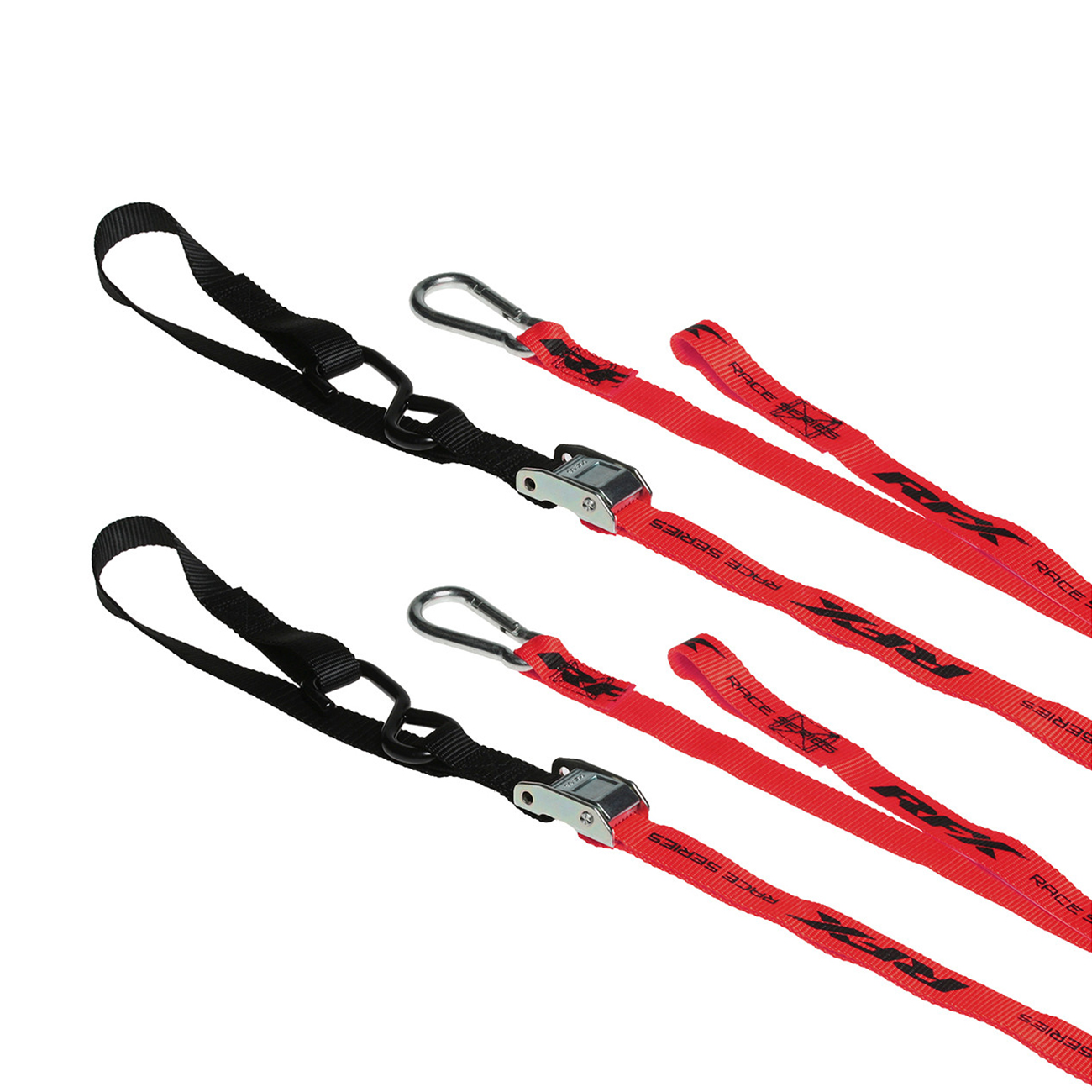 RFX Race Series 1.0 Tie Downs with extra loop and carabiner clip Red/Black