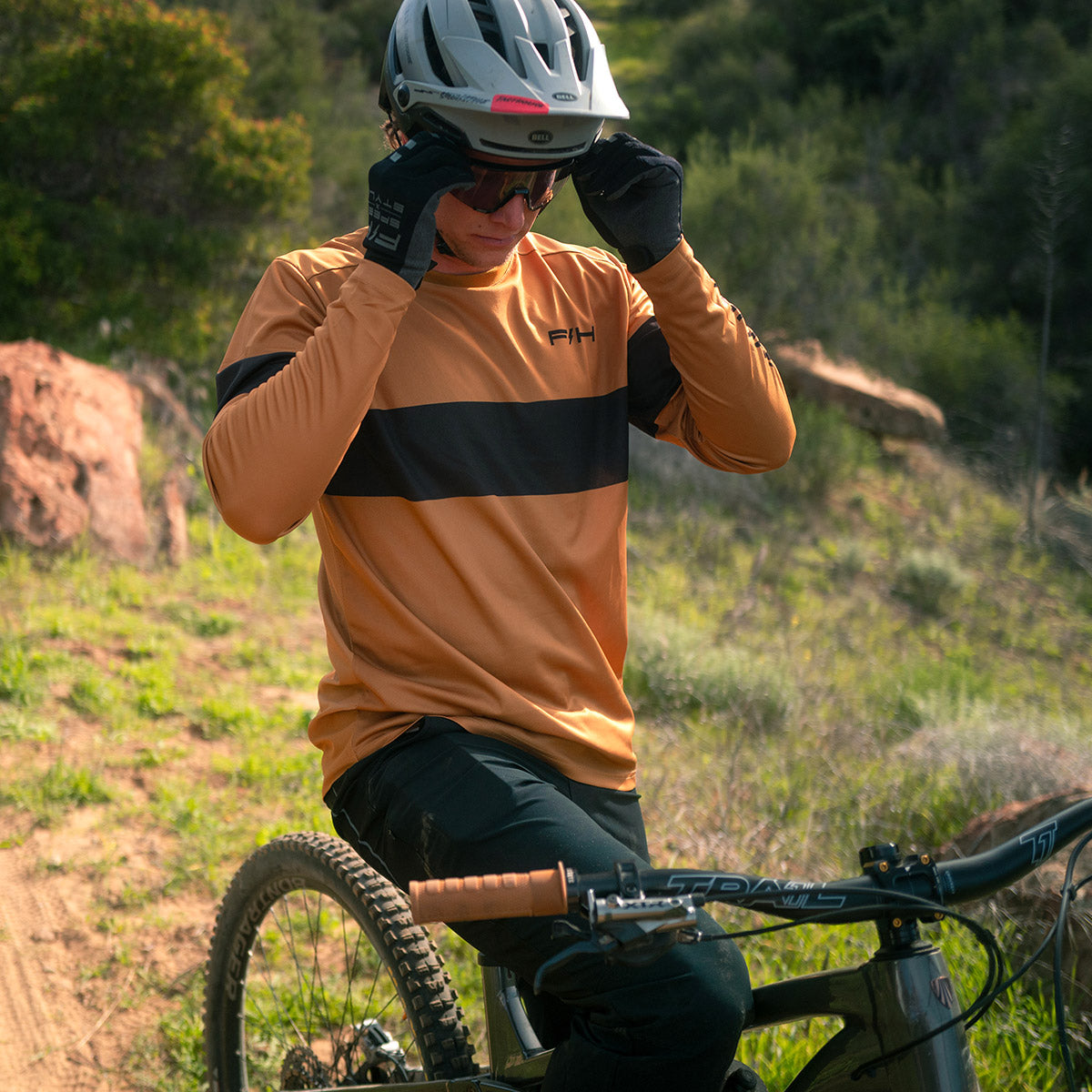 Fasthouse Impakt Ribot Long Sleeve MTB Jersey - Butterscotch