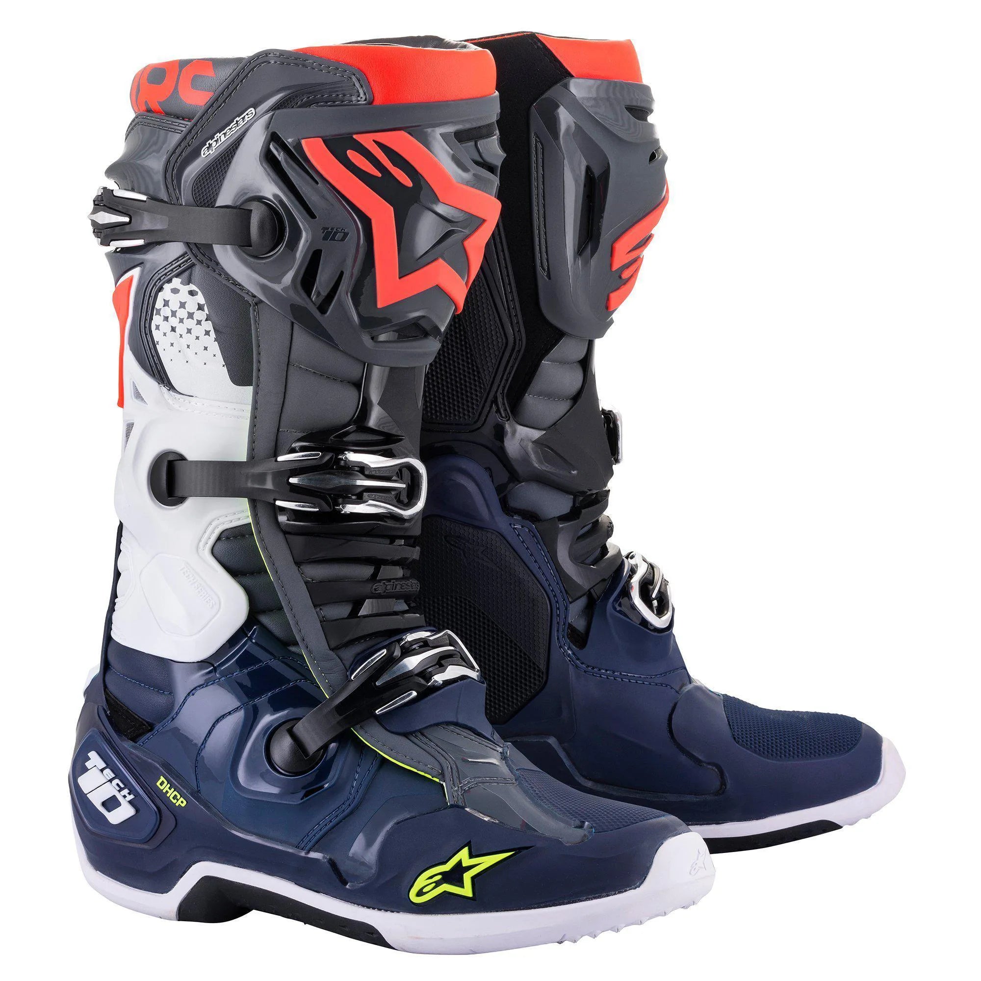 Alpinestars Tech 10 Motocross Boots Dk Grey/Dk Blue/Red Flo