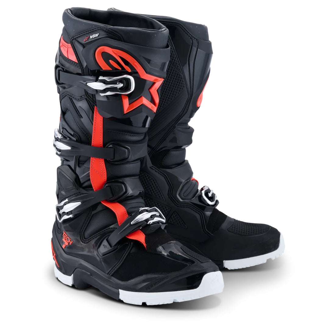Alpinestars Tech 7 Drystar Enduro Waterproof Boots Black/Red Fluo/White