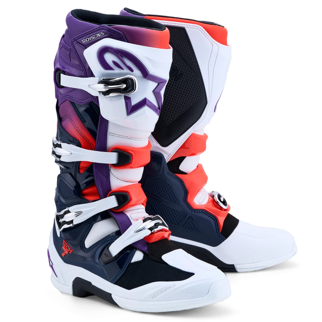 Alpinestars Tech 7 Motocross Boots Purple/White/Dark Blue/Red Fluo