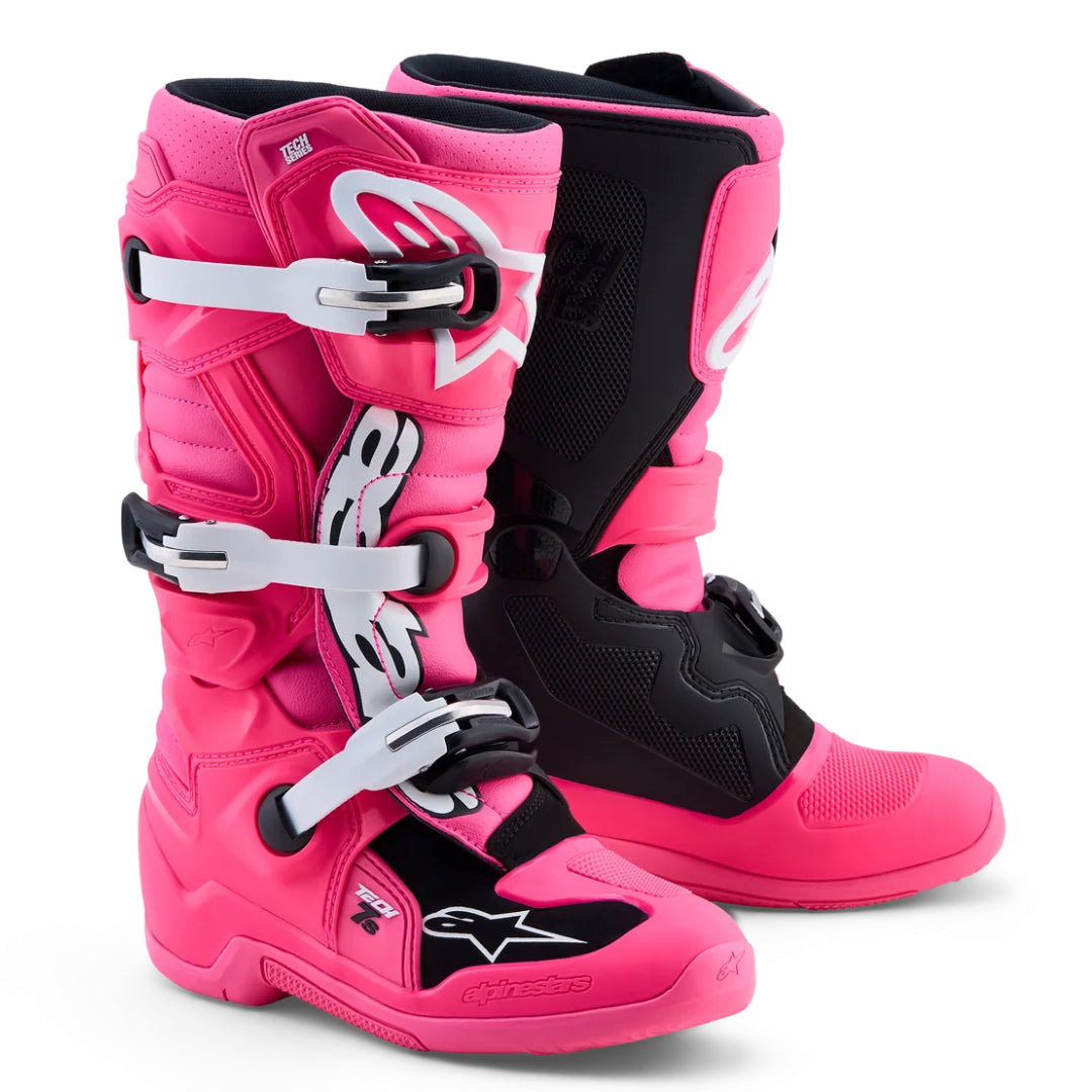 Alpinestars Tech 7s YOUTH Motocross Boots Pink Fluo/Black/White