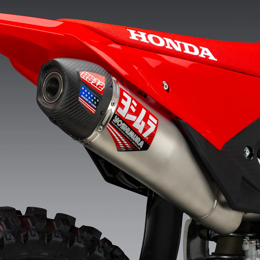 Yoshimura RS-12 Full Exhaust System Honda CRF450R / RX 2025-2026 (S.Steel/S.Steel/Carbon Cap) (Copy)