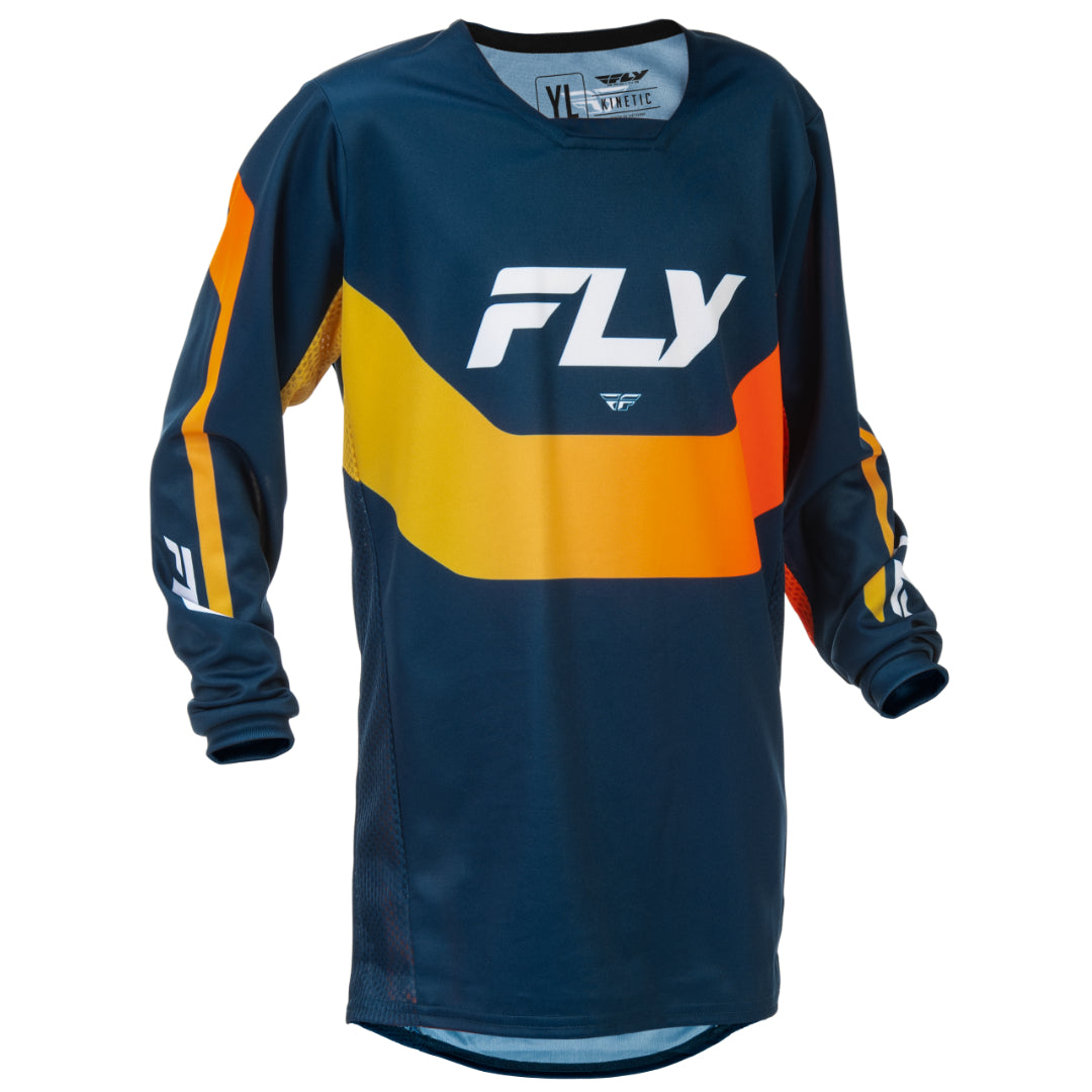 Fly Kinetic 2026 Youth MX Jersey Navy/Orange