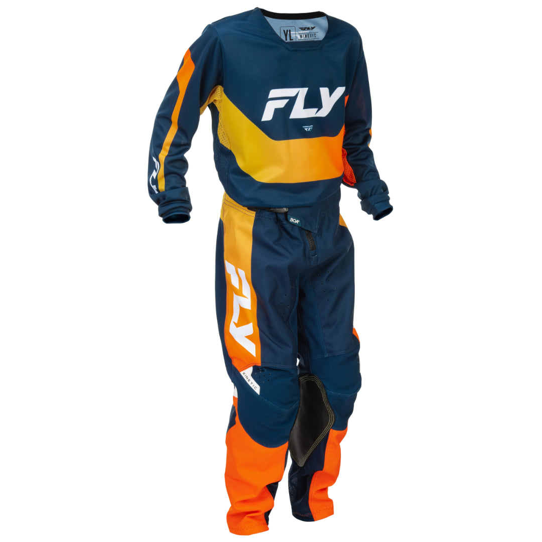 Fly YOUTH Kinetic 2026 MX Kit Combo Navy/Orange