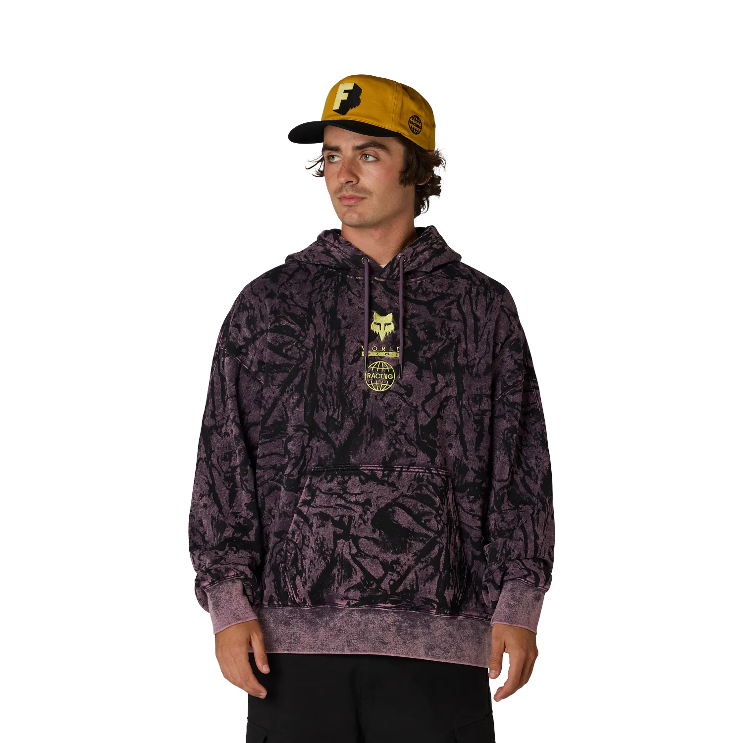Fox Image Print Pullover Hoodie Plum Perfect