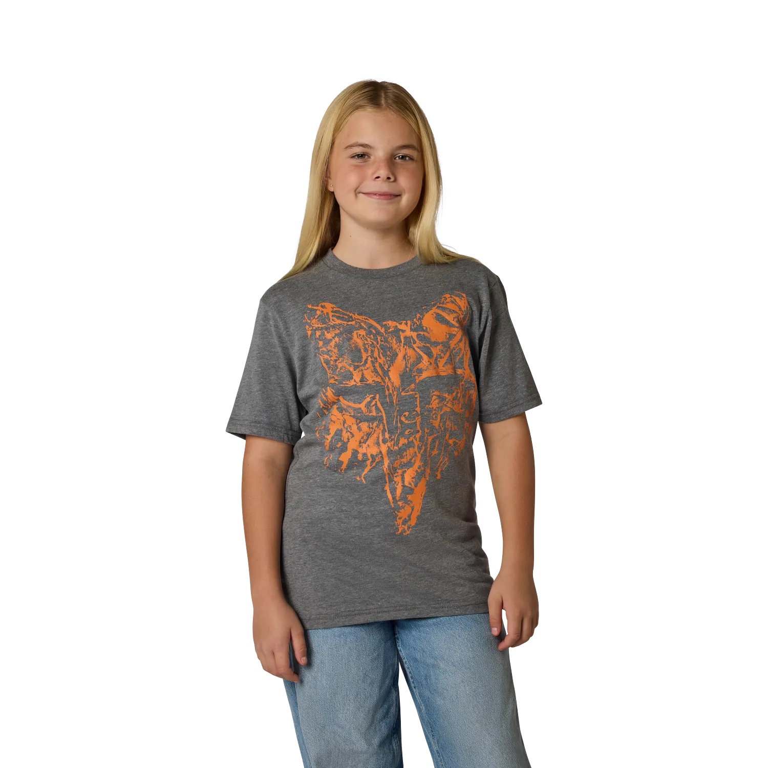 Fox Youth Image Print Hd Short Sleeve Tee Heather Dark Grey