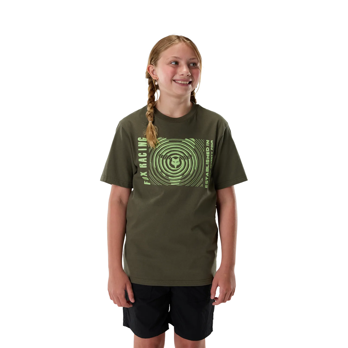 Fox YOUTH Warped Short Sleeve Tee Dark Green