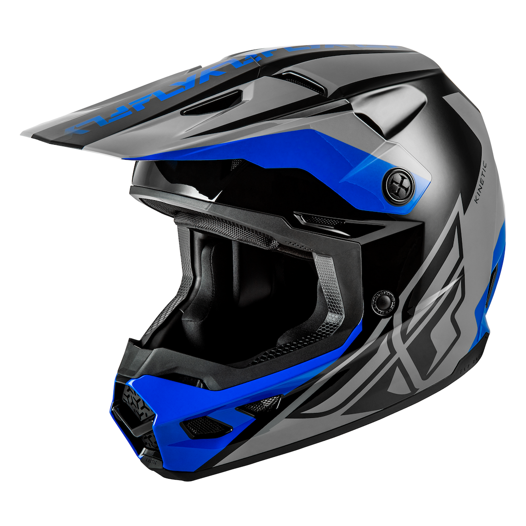 Fly Racing Kinetic Crest MX Helmet Grey/Black/Blue