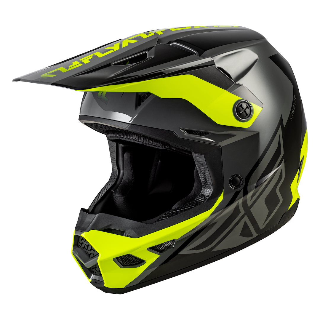 Fly Racing Kinetic Crest MX Helmet Grey/Black/Hi-Vis