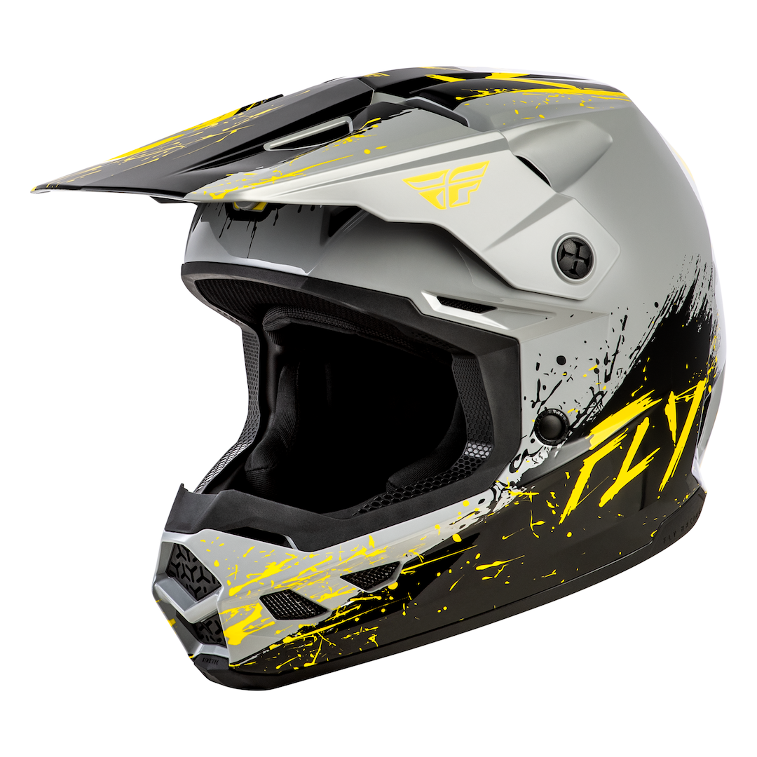 Fly Racing YOUTH Kinetic Drip MX Helmet Grey/Black/Yellow