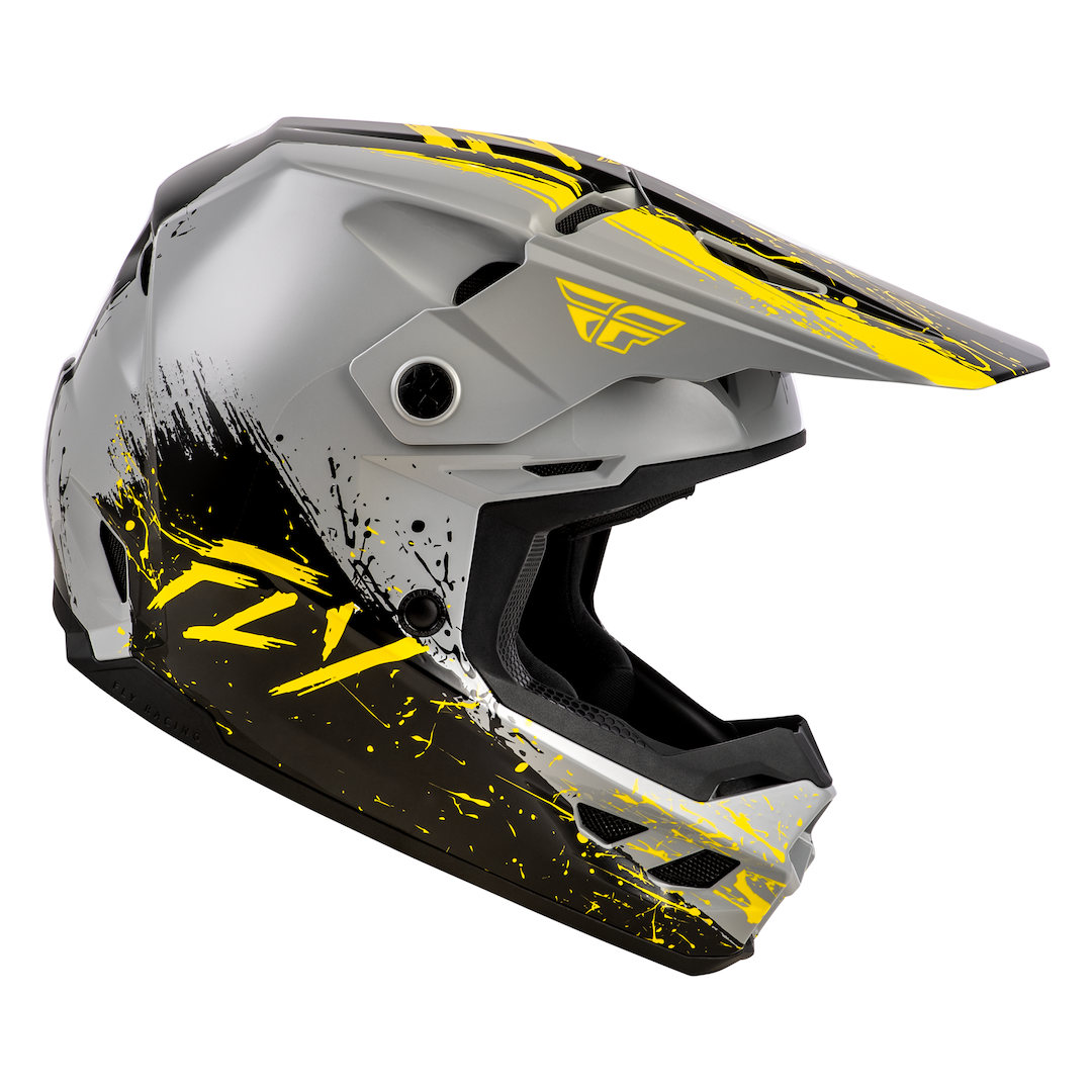 Fly Racing YOUTH Kinetic Drip MX Helmet Grey/Black/Yellow