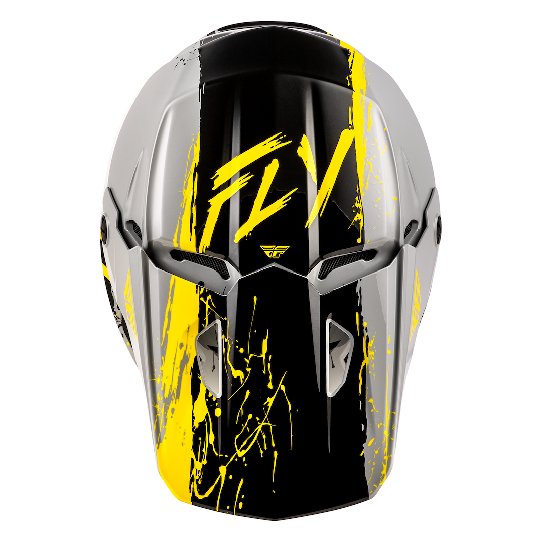 Fly Racing YOUTH Kinetic Drip MX Helmet Grey/Black/Yellow
