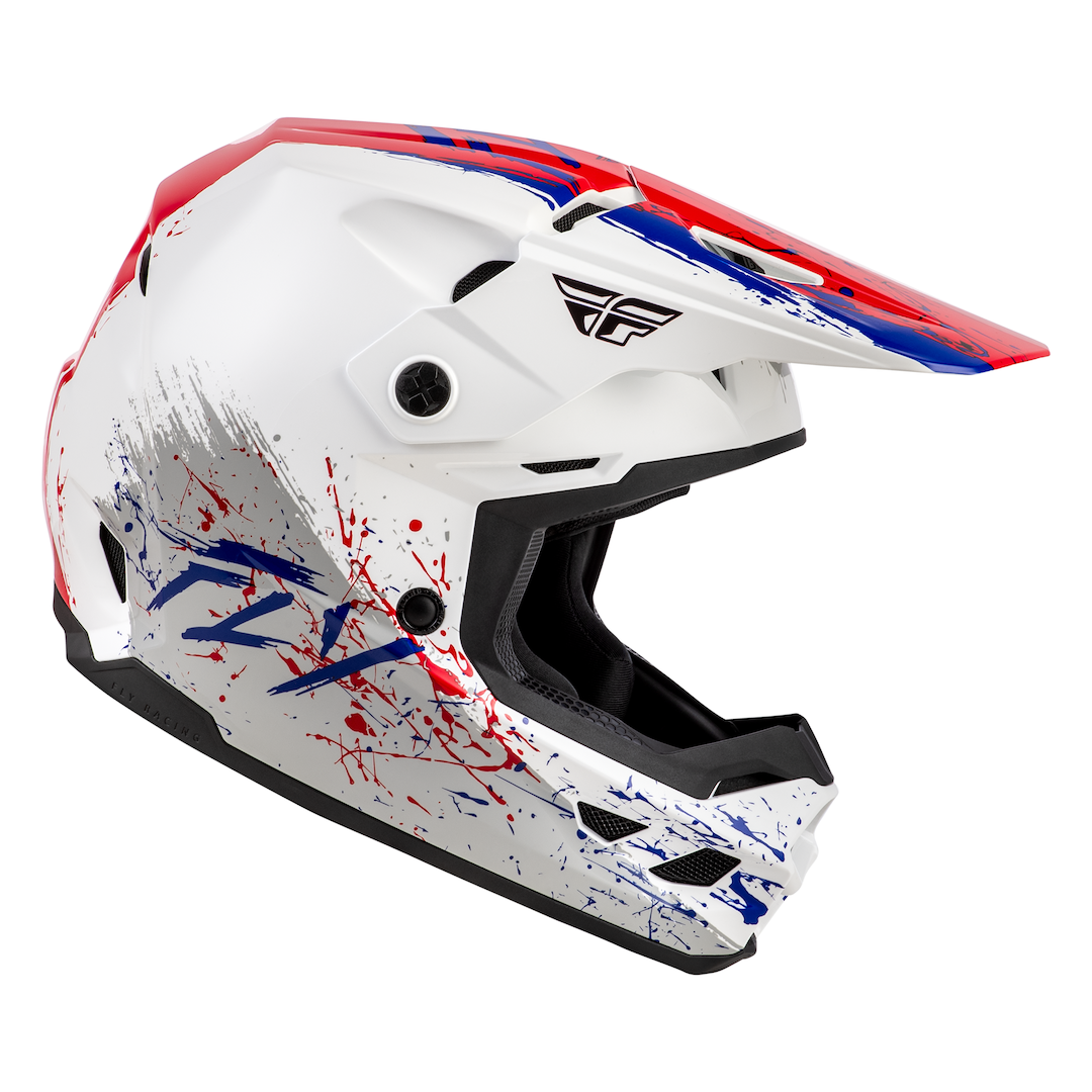 Fly Racing YOUTH Kinetic Drip MX Helmet Red/White/Blue