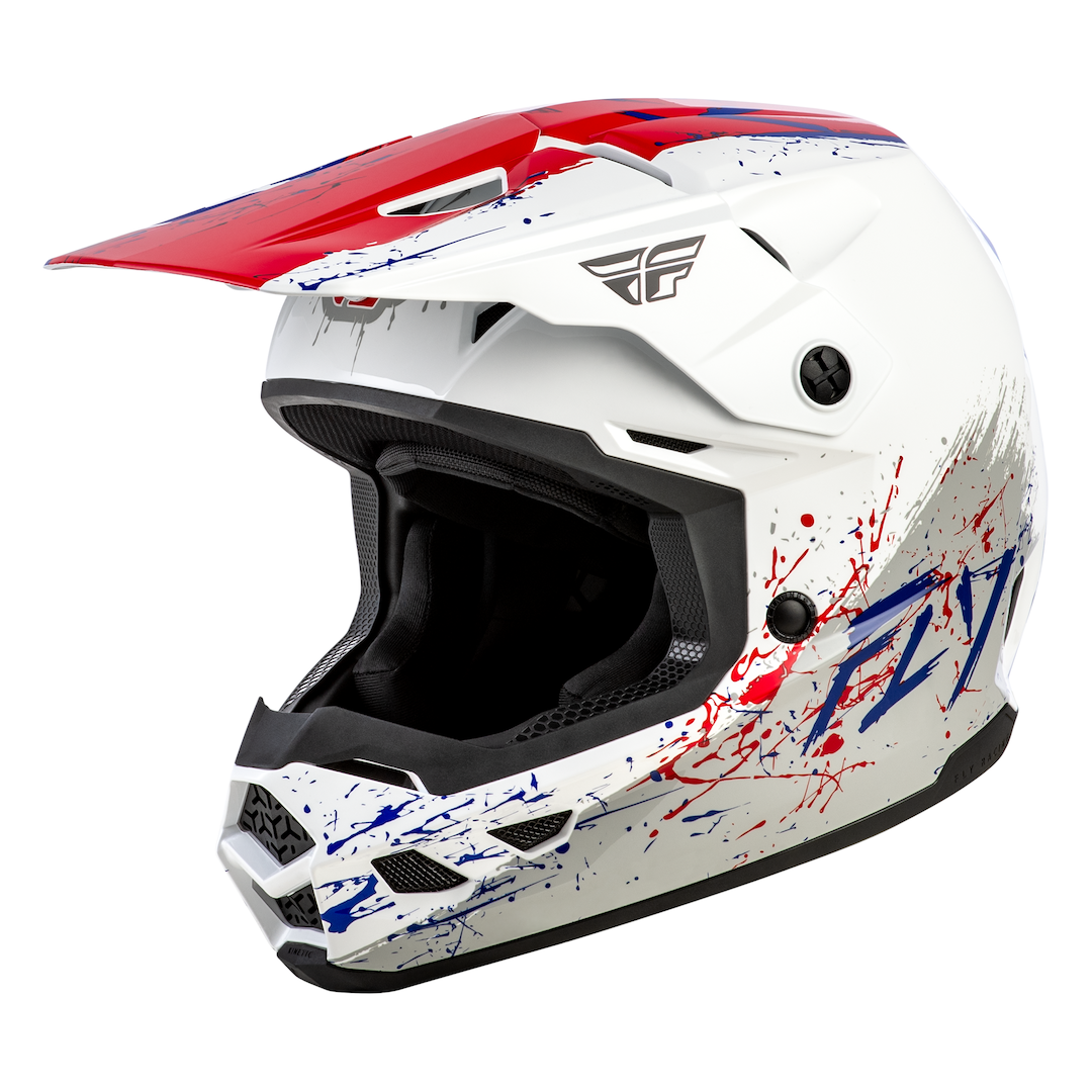 Fly Racing YOUTH Kinetic Drip MX Helmet Red/White/Blue