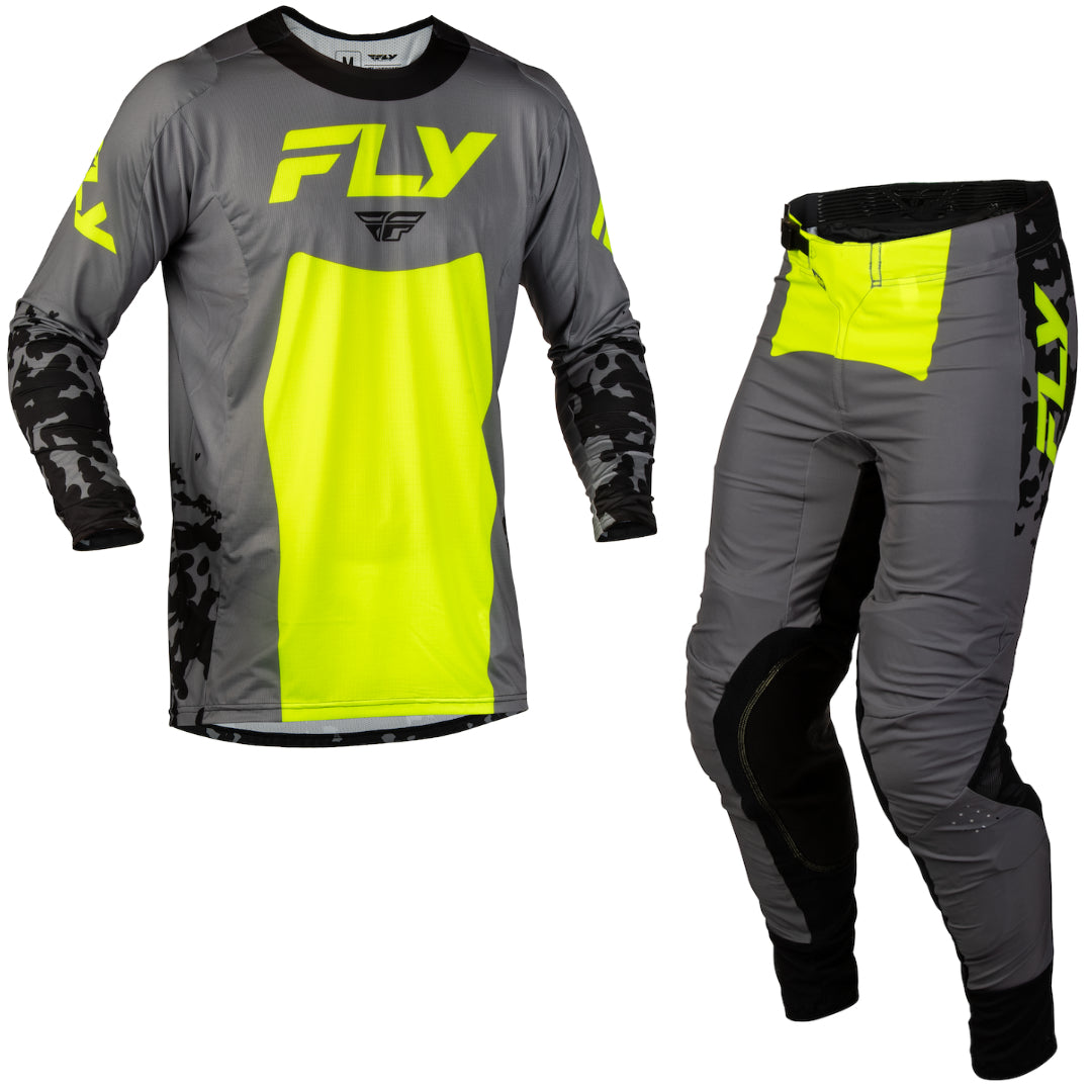 Fly Racing Lite Flake 2027 MX Kit Combo Grey/Hi-Vis/Black