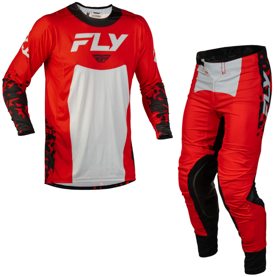 Fly Racing Lite Flake 2027 MX Kit Combo Red/Grey/Black