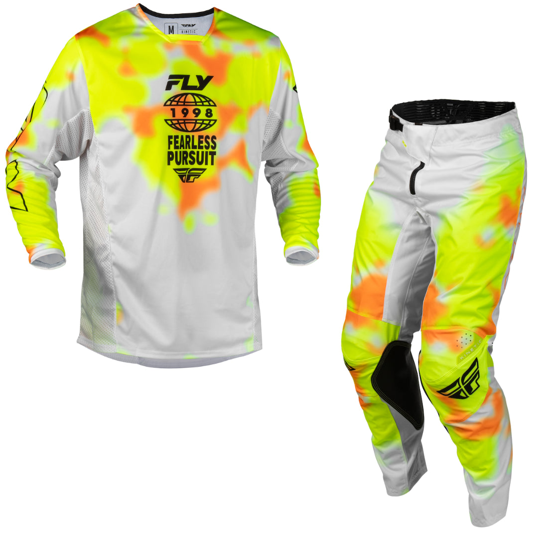 Fly Racing Kinetic Blur 2027 MX Kit Combo White/Hi-Vis/Orange