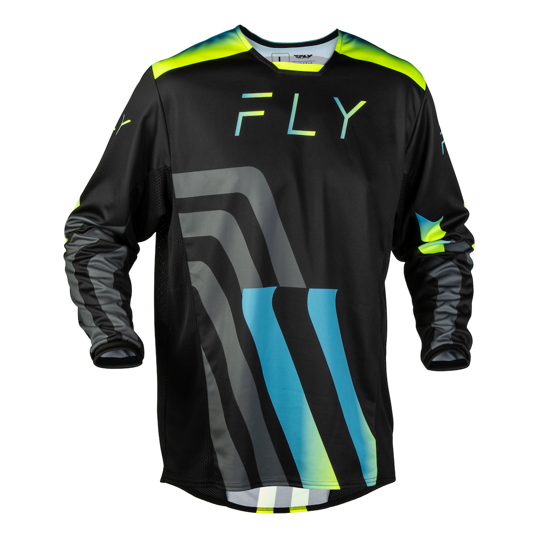 Fly Racing Kinetic Volt 2027 MX Kit Combo Black/Grey/Teal/Yellow