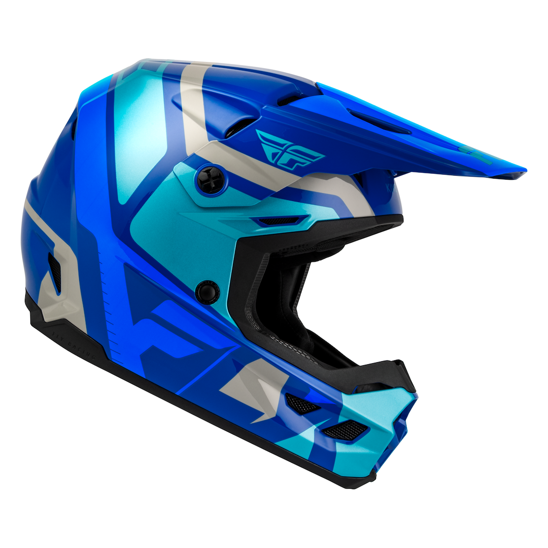 Fly Racing YOUTH Kinetic Scrap MX Helmet Blue/Light Blue/Grey