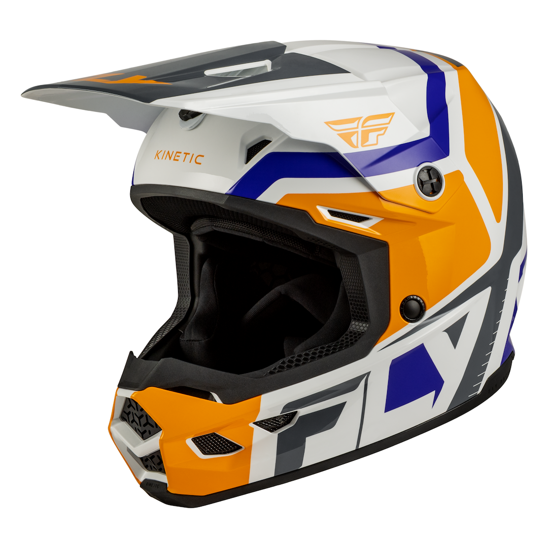 Fly Racing YOUTH Kinetic Scrap MX Helmet White/Orange/Blue/Grey