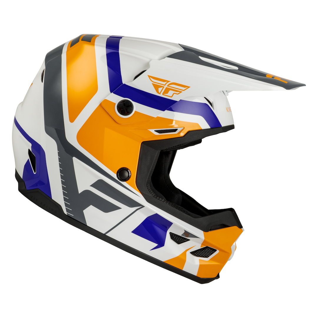Fly Racing YOUTH Kinetic Scrap MX Helmet White/Orange/Blue/Grey