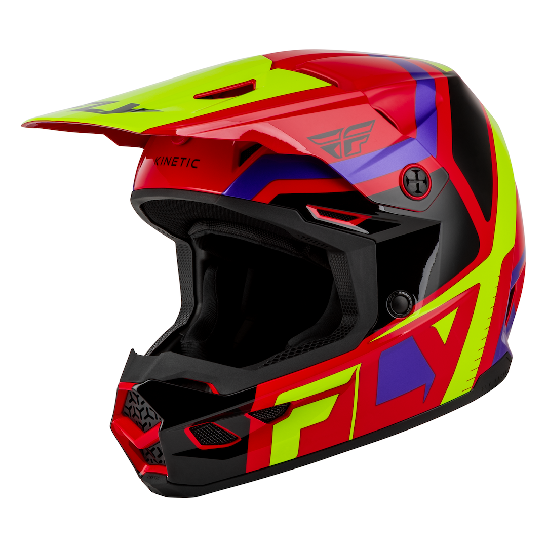 Fly Racing YOUTH Kinetic Scrap MX Helmet Red/Hi-Vis/Purple/Black