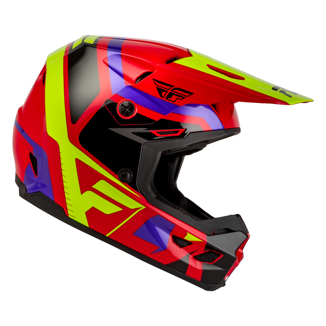 Fly Racing YOUTH Kinetic Scrap MX Helmet Red/Hi-Vis/Purple/Black